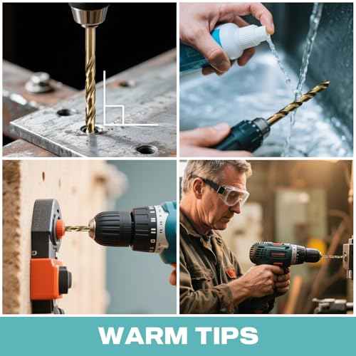 13Pcs M35 Cobalt Drill Bit Set, 1/16 inch-1/4 inch,Twist Jobber Drill Bit Kit for Stainless Steel, Hard Metal and Wood Plastic with Indexed Case