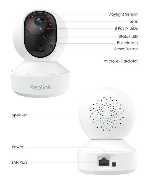 REOLINK E1 Pro 3K PT Wi-Fi Indoor Camera for Baby & Pet Monitoring, Auto Tracking, 5MP Night Vision Enhanced by F1.6 Aperture, Person/Pet/Baby Crying Detection, 2.4/5GHz Wi-Fi, Two-Way Audio