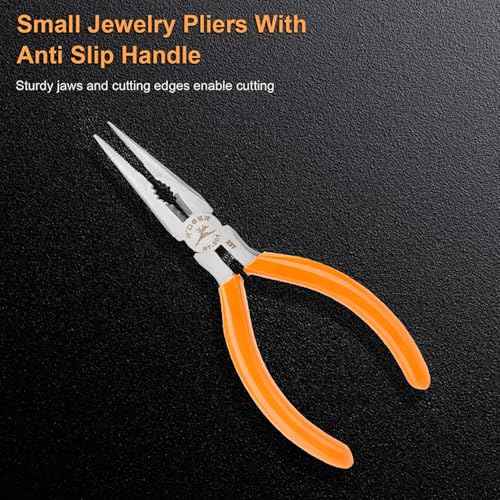 Rongon Small Needle Nose Pliers 5 Inch Precision Long Nose Plier Jewelry Pliers Tools Craftsman Tool Kit for Bending Wire, Handcraft, PCB Board, Working in Tight Areas