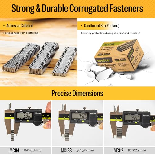 Meite Corrugated W Staples 1/2-inch Length, 1,200 PCS - Compatible with WS2513