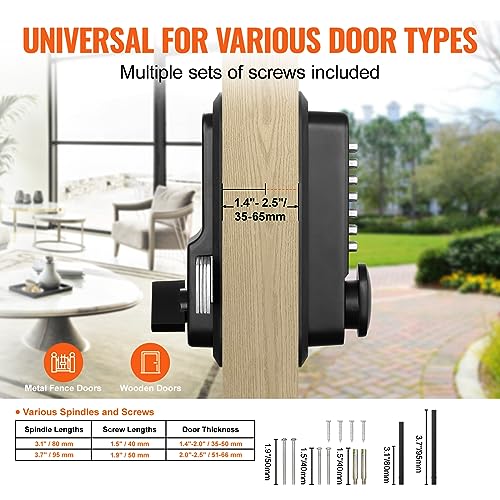 VEVOR Black Mechanical Keyless Entry Door Lock, 14-Digit Keypad, Outdoor Gate Lock Set