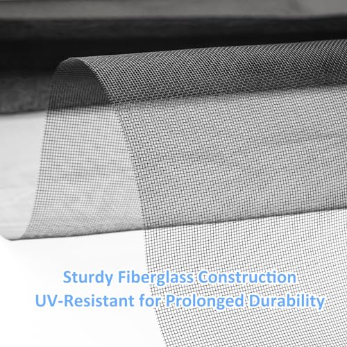 48x102 Inch Black Fiberglass Window Screen Mesh for Doors & Windows - Easy Replacement