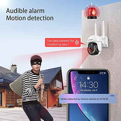 INQMEGA TUYA PTZ Camera Outdoor, 3MP Security Home Surveillance Camera with 2.4G WiFi, Waterproof IP Wireless Camera, Color Night Vision£¬Two-Way Audio, Motion Detection, Cloud & SD Card