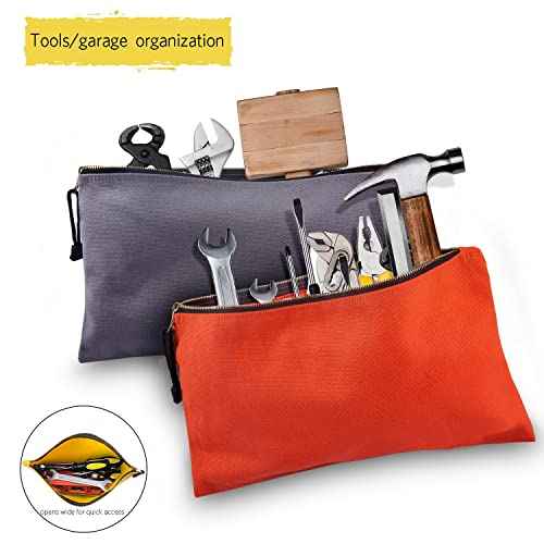 7 Pack Canvas Tool Bag Zipper Pouch - Heavy Duty 16 oz. Canvas Tools Utility Pouches, Multipurpose Storage Organizer Tote Bags with Dependable Metal Zippers, 12.5 x 7-Inch