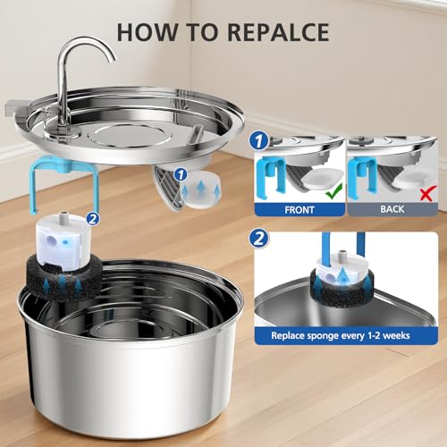 25 Pack Cat Water Fountain Filters for Stainless Steel Dispensers – Includes 25 Sponges