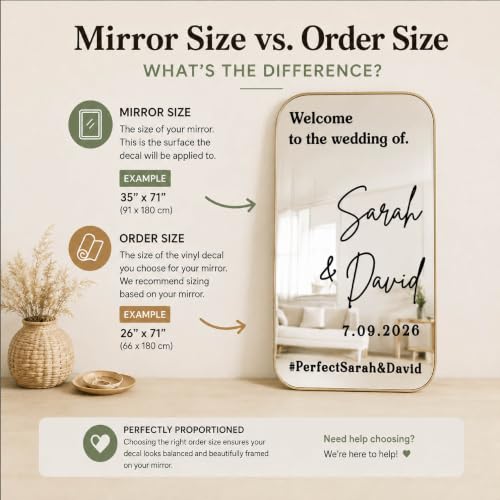 11 Wedding Mirror Decal - Personalized Custom Vinyl Welcome Sign for Reception