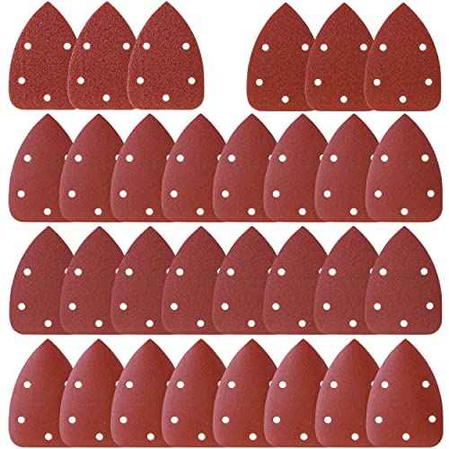 Bates- Mouse Detail Sander Sanding Pads, 30 pcs, 40/80/120/180/240 Grits, Palm Sander Sandpaper