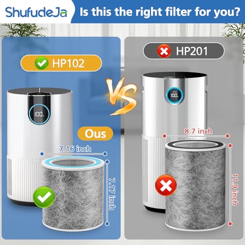 2 Pack HP102 Replacement Filter for Shark HP102 Air Purifier