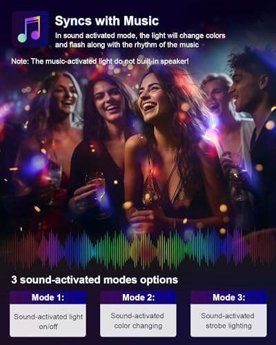 Luditek Sound Activated Party Lights with Remote - Disco Ball, Strobe & DJ Lighting for Home & Events