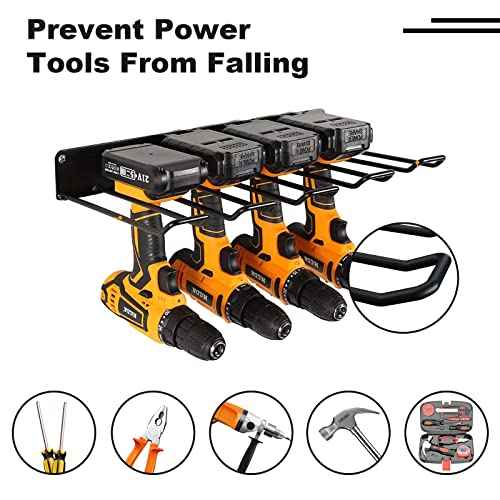 Power Tool Organizer,2PCS Drill Holer Wall Mount Garage Power Tool Storage Rack for Handheld & Power Tools,Metal Drill Holder for Garage Warehouse Shed Shop