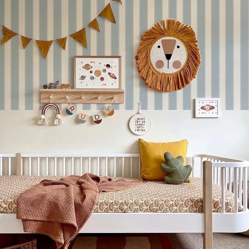 Baolanzw Blue & White Cream Striped Peel & Stick Wallpaper - 17.32"x118.11"