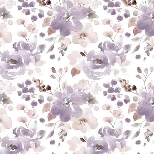 Peel and Stick Wallpaper Floral Wallpaper Purple/White Watercolor Contact Paper Self Adhesive Removable Wallpaper Shelves Liners Decorative Vinyl Roll 17.3''x78.7''