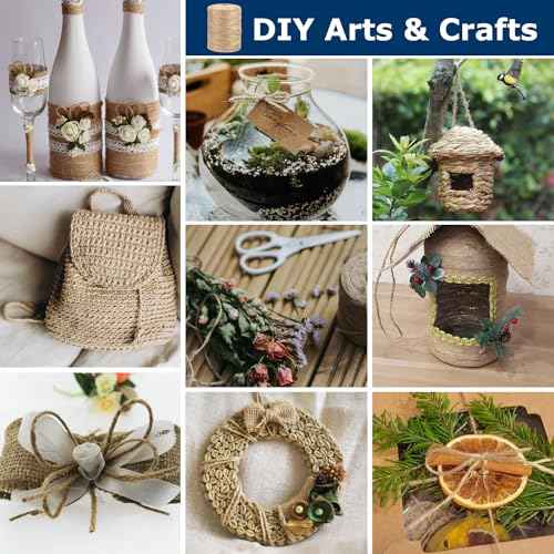 Vanhench 805FT Natural Jute Twine String, Bulk Hemp Jute Rope Cord Twine for Crafts Gardening, Gift Wrapping, Wedding D?cor, Packing Material Burlap Ribbon, Christmas Knitting Macrame Decoration