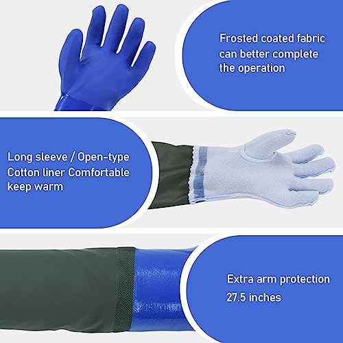 MUMUKE Long Waterproof Gloves, Long Chemical Gloves, Reusable, Padded Cotton Lined/Acid & Oil Resistant 28 inch