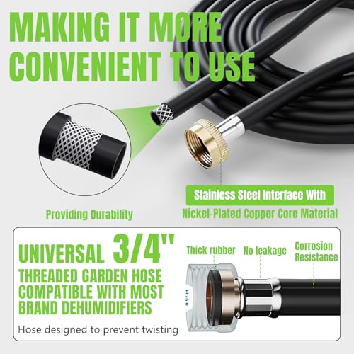 5FT Leakproof Dehumidifier Drain Hose with 3/4 Inch FHT Rustproof