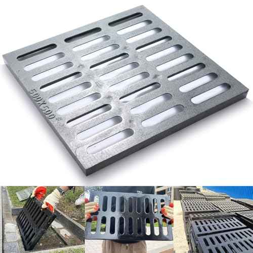Cast Iron Drain Grate, 20 * 20in Heavy Duty Outdoor Drain Cover, B125 Class Channel Grate, Metal Sewer Grate, Black Square Drainage Grate for Concrete Floor, Yard, Driveway & Garage.