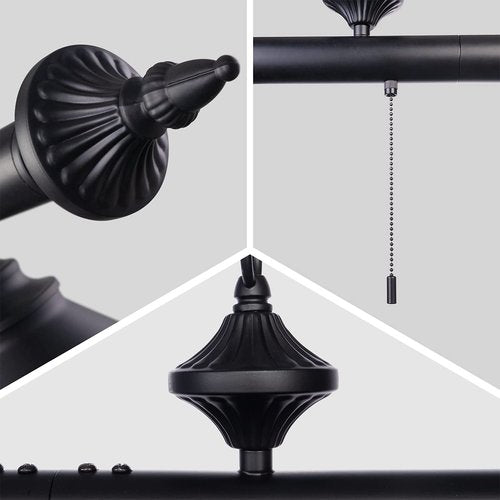 mirrea 59in Billiard Pool Table Light with Pull Chain Switch on Pendant Light Fixture 3 Lights with Matte Black Shade
