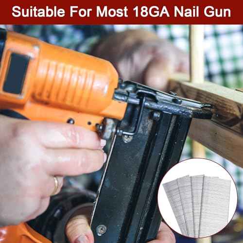 18 Gauge Brad Nails, 1000 Counts 2-inch 18 GA Brad Nails, Galvanized Nails for Nail Gun, Finishing Nail Gun Nails for Pneumatic, Electric Brad Nailer Gun