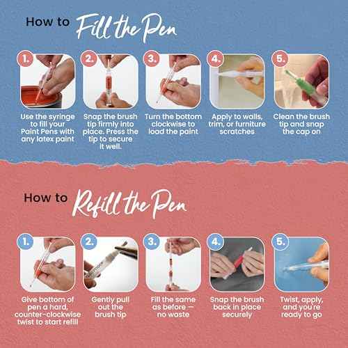 Slobproof Refillable Touch-Up Paint Pen, Mess-Free, Reusable Wall Paint Repair Tool, Precise Application, DIY Home Improvement, Furniture, Arts and Crafts, Patented Design, Easy Storage, Pack of 2