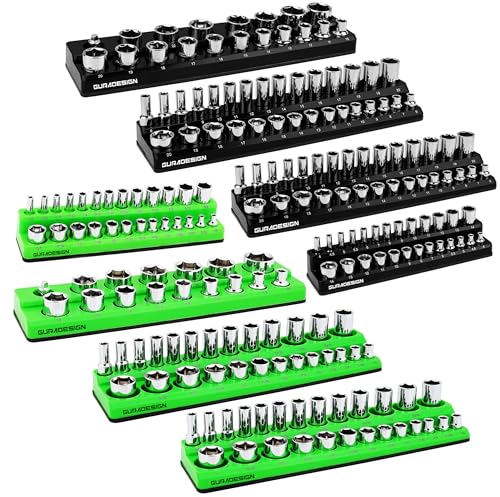 8PCS Socket Organizer Set - Magnetic Holder for 171 Pieces (1/4",