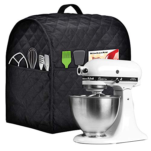 Stand Mixer Cover for KitchenAid 6-8 Quart Tilt Head/Bowl Lift - Black Cotton Fabric