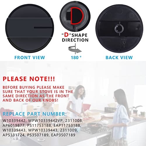 Turnegoo W10339442 1 Pack Gas Stove Knob Replacement for Whirlpool - WPW10339442 PS11753188