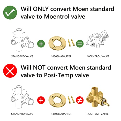Tearel Shower Adapter Kit for Moen 145058 - Converts Standard Valve to Moentrol