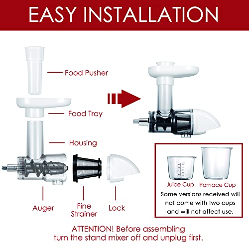 KITOART Masticating Juicer Attachment for KitchenAid Stand Mixers, White