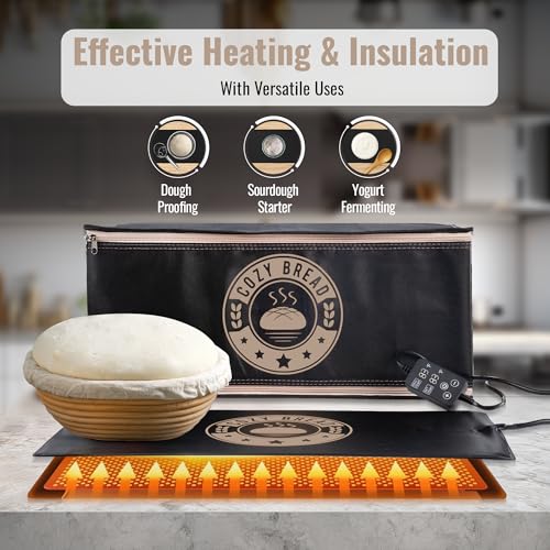 Cozy Bread Proofing Mat & Insulation Box Bundle – Thermostat Controlled Sourdough Proofer Kit (10 x 21 in) – PROOFING MAT & BOX