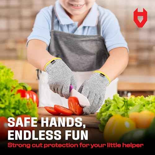 NoCry Kids Cutting Gloves, XS (8-12 Years) ? 100% Food Grade and Level 5 Protection ? Comfortable and Lightweight, Yet Tough ? Ambidextrous ? Ideal for Fishing, Wood Carving and Whittling
