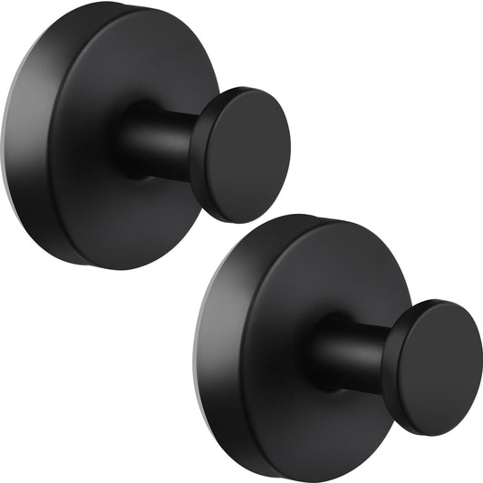 Dntorx Vacuum Suction Cup Hooks, 2 Pack Stainless Steel Suction Hooks for Shower Bathroom Towel Hook Shower Hooks Holders Hanging Towels, Loofah, Robe, Coat(Black)