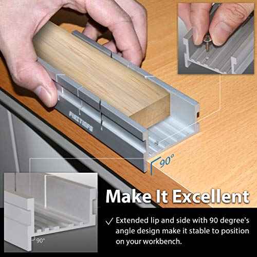 FIRSTINFO H5442 Metal Small Aluminum Miter Box 5.5 Inch Small Tiny Mitre Box for Manual Saw for Hand Saw 3 Cutting Angles