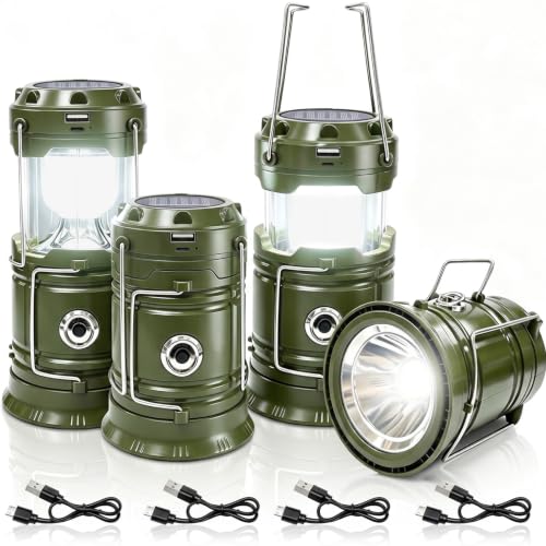 Solar Camping Lantern & Emergency Flashlight – Collapsible, Rechargeable, Waterproof LED Lantern
