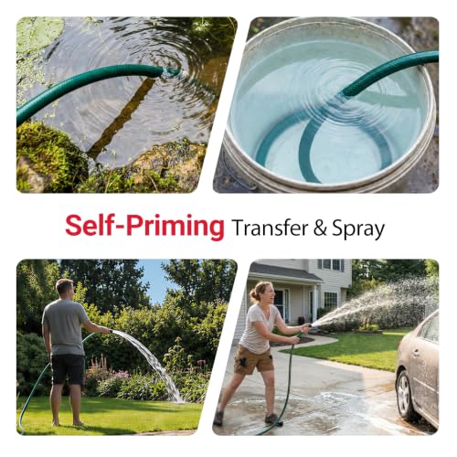 Danero Red Cordless Water Transfer Pump for Milwaukee 18V Battery – Self-Priming, 9 GPM