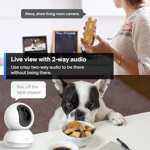 Tapo 1080p Pan & Tilt Indoor Security Camera for Baby & Pet Monitoring - White