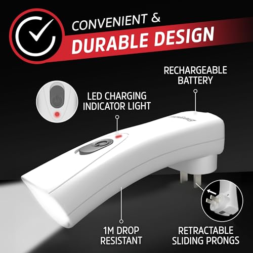 Energizer Auto-On Rechargeable LED Emergency Flashlights 3-Pack White for Power Outages