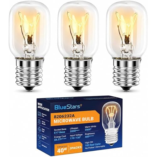 BlueStars 8206232A E17 40W Microwave Light Bulb – 3 Pack