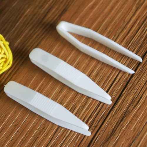 50 Pcs White Mini Plastic Tweezers Contact Lens Clip Beauty Tweezers Makeup Tool Hair Removal for Double Eyelid Stickers