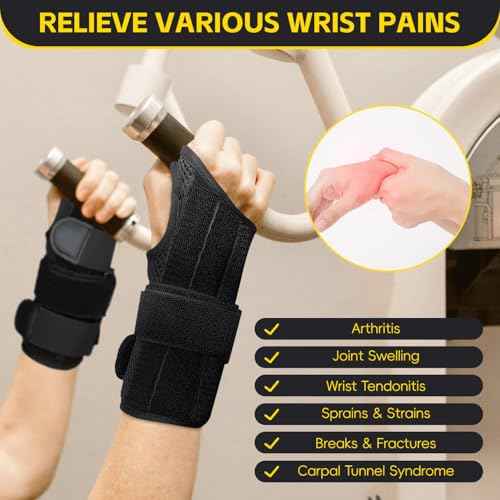 Big Mango Wrist Brace for Carpal Tunnel, Adjustable Night Sleep Wrist Support Brace for Men Women, Wrist Splint for Pain Relief, Tendinitis, Arthritis, Sprain,Injuries, Fits Right Hand, Black
