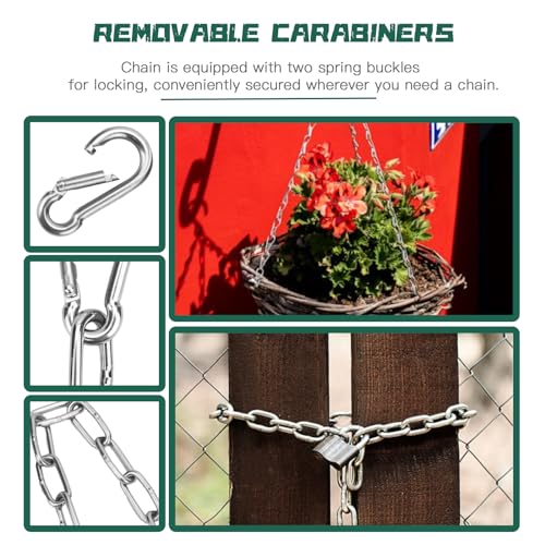 HAVANSIDY 2 Pack 24-Inch Stainless Steel Gate Chain Lock with Double Carabiners for Fence & Gate Security