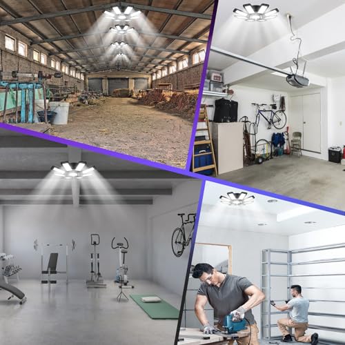 ISKYDRAW 1 Pack Garage LED Light 240W 24000LM Ceiling Fixture Adjustable Panels