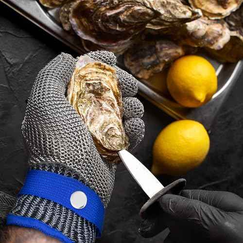 ZEEGO A9 Cut-Resistant Gloves, Food-Grade Stainless Steel Mesh Metal Gloves, Suitable for Mandolines, Kitchen Use, Meat Processing, Butchers, and Oyster Shucking£¨Large Size£©