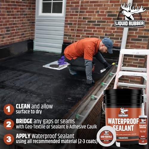 Liquid Rubber Waterproof Sealant - Roof & Gutter Coating, 1 Gallon, Black