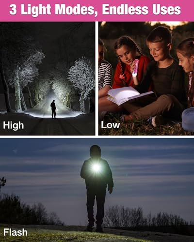 EverBrite Pink Small Flashlight - 3 Modes, Batteries Included, Compact & Waterproof