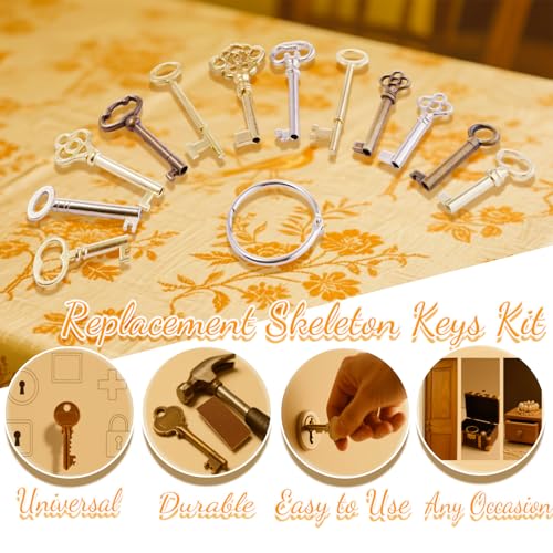 12-Piece Skeleton Key Set for Vintage Furniture Locks - Universal Hollow Barrel Keys