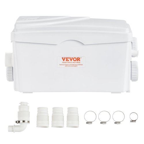 VEVOR 350W Utility Sink Pump, 6000 L/h Flow, 23 ft/7 m Head, Macerator Sewerage Sump Pump with 3 Water Inlets for Basement, Kitchen, Sink, Shower, Bathtub, Laundry Waste Water Disposal Upflush Machine