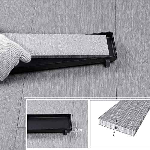 EXF Linear Shower Drain 28 Inch Matte Black with Reversible Flat & Tile Insert Cover, Stainless Steel Rectangle Shower Floor Drain with Hair Catcher, Adjustable Feet