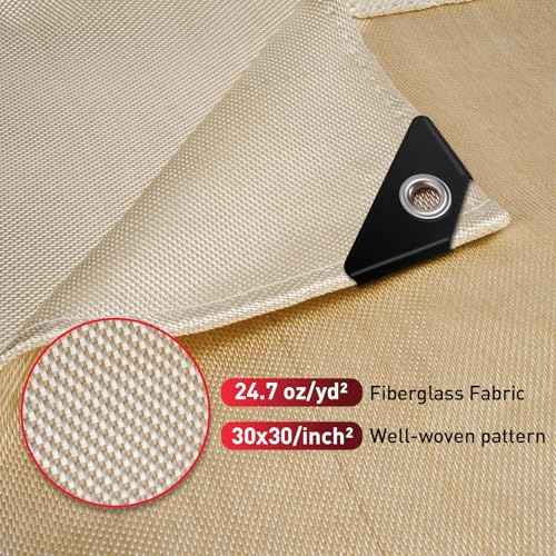 Fiberglass Welding Blanket 6x8 ft - 1022 ¡ÆF High Temp Insulation Blanket, 850 GSM Heavy Duty Fire Resistant Blankets, Heat Resistant Fabric for Industrial, Smoker, Camping, Grill