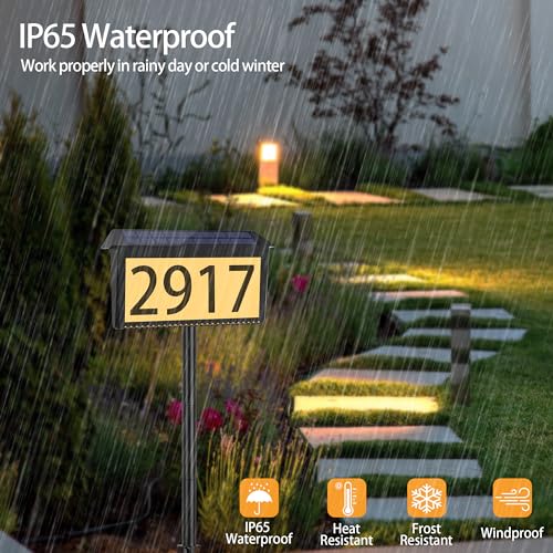 Nazuwke Solar Address Sign 1 Pack Waterproof Outdoor House Numbers with Lighting