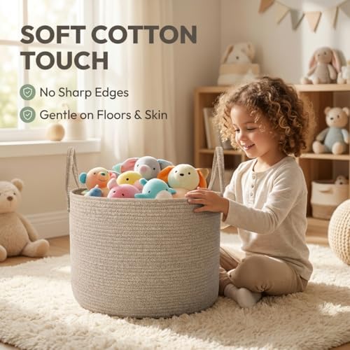 65L Extra Large Cotton Rope Blanket Basket – Oatmeal